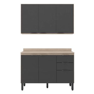 Cozinha Modulada Firenze Fi0010 Avena Grafito - Demóbile