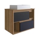 Ver imagem 1 de Gabinete para Banheiro Suspenso 60cm com 2 Gavetas Mel Preto Lvp03 Versato Nova Móbile