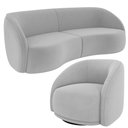 Ver imagem 2 de Kit Sofá 4 Lugares Eron 240cm com Poltrona Giratória Angelina M03 Veludo Cinza - Lyam Decor