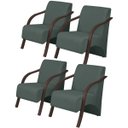 Ver imagem 1 de Kit 4 Poltronas Decorativas 1 Lugar Vênus Braço Pé Madeira D Salla Suede Verde