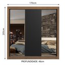 Ver imagem 3 de Guarda-Roupa Casal Madesa Lyon Plus 3 Portas de Correr com Espelhos 4 Gavetas Rustic/Preto Cor:Rusti