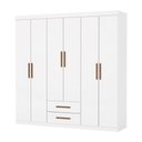 Ver imagem 2 de Guarda-Roupa Solteiro com 6 Portas e 2 Gavetas 153cm Multimóveis CR35568 Branco