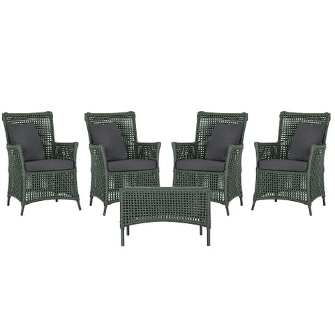 4 Poltronas e 1 Mesa Igapó em Alumínio Pintura Preta Corda Náutica Estofado 11