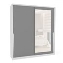 Ver imagem 2 de Guarda-roupa Casal Porto 2 Portas 2 Gavetas com Espelho Branco/cinza - Politorno