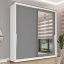 Ver imagem 1 de Guarda-roupa Casal Porto 2 Portas 2 Gavetas com Espelho Branco/cinza - Politorno