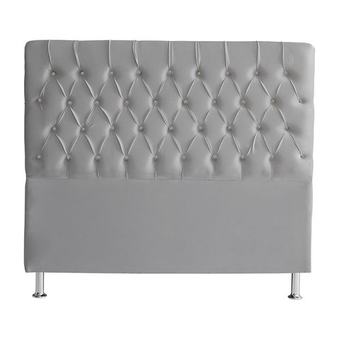 Cabeceira de Cama Box Bella Casal 140 Cm Suede Botão Cristal Prata Eli Móveis e Decoração