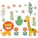 Ver imagem 1 de Adesivo de Parede Safari Flores Jardim Decoração Infantil
