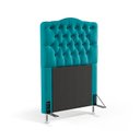 Ver imagem 2 de Kit Cabeceira Estofada Decorativa Pollux e Calçadeira Sagitarius 90 Para Cama de Solteiro Sued Azul 