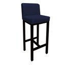 Ver imagem 1 de Banqueta Alta Aila Base Madeira Preto Suede Azul Marinho