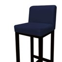 Ver imagem 2 de Banqueta Alta Aila Base Madeira Preto Suede Azul Marinho