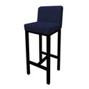 Ver imagem 3 de Banqueta Alta Aila Base Madeira Preto Suede Azul Marinho