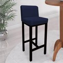 Ver imagem 4 de Banqueta Alta Aila Base Madeira Preto Suede Azul Marinho