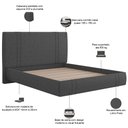 Ver imagem 4 de Cama Queen Flutuante com Cabeceira 160cm Astra S04 Linho Preto - Lyam Decor