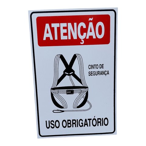 Placa de Sinalização Obrigatorio Cinto de Segurança 20x30 Cm