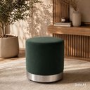 Ver imagem 3 de Puff com Rodapé Prata Verde Veludo - Let Móveis