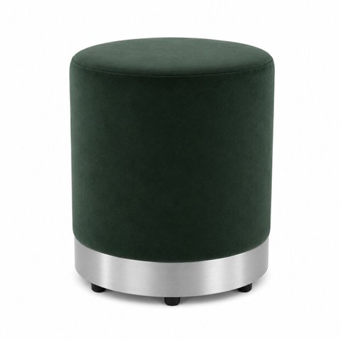 Puff com Rodapé Prata Verde Veludo - Let Móveis