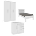 Ver imagem 2 de Quarto Infantil Completo com Guarda Roupa Cômoda e Cama 100% MDF Harmonia Yescasa Branco/Neve
