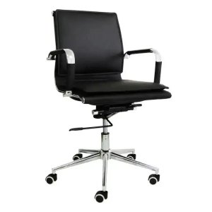 Cadeira Diretor Pelegrin em Couro Pu PEL-8003L Preta Design Charles Eames