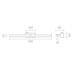 Arandela De Parede Led Prisma Preto 60cm 9w 3000K Spotline - 4