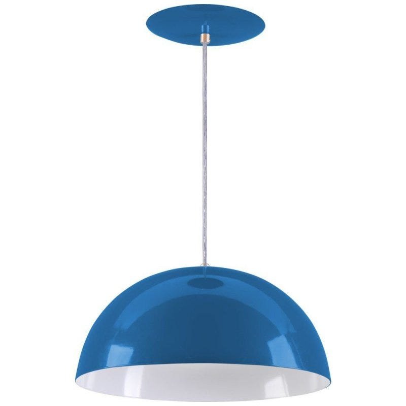 Pendente Meia Lua 50cm Luminária Alumínio Azul Royal - Rei da Iluminação - 1