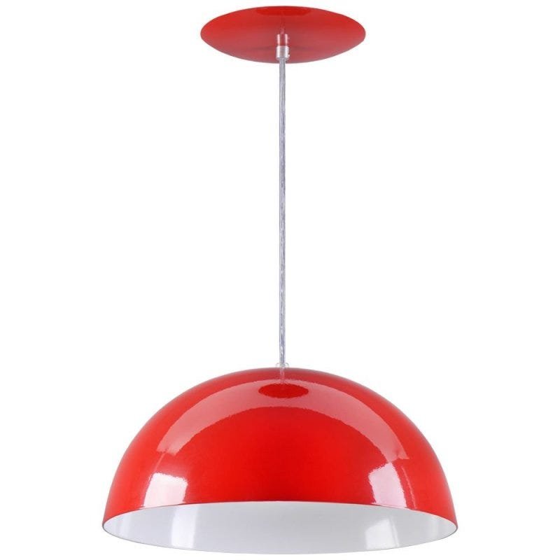 Pendente Meia Lua 50cm Luminária Alumínio Vermelho - Rei da Iluminação - 1