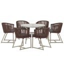 Ver imagem 1 de Mesa com 6 Cadeiras de Jantar Roma 120cm e Noronha em Alumínio Fendi Corda Náutica Estofado 11 Trama