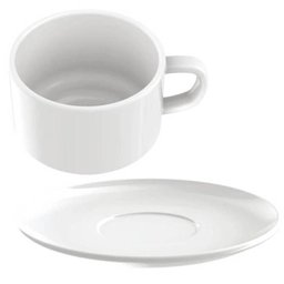 Conjunto 24 Xícaras de Café com Pires em Porcelana 240ml Mesa Posta Café da Manhã - 4
