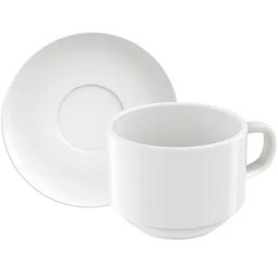 Conjunto 24 Xícaras de Café com Pires em Porcelana 240ml Mesa Posta Café da Manhã - 1