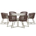 Ver imagem 1 de Mesa e 6 Cadeiras de Jantar Noronha Fendi E5 Trama Original Marrom
