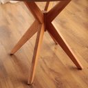 Ver mais imagens de Sala de Jantar 4 Lugares Mesa Redonda em Madeira Maciça com Cadeiras Wishbone Espresso Móveis Marrom/Cinamomo/Bege