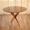 Ver imagem 7 de Sala de Jantar 4 Lugares Mesa Redonda em Madeira Maciça com Cadeiras Wishbone Espresso Móveis Marrom/Cinamomo/Bege