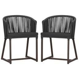 2 Cadeiras de Jantar Área Noronha em Alumínio com Pintura Marrom Corda Náutica E11 Trama Original - 1