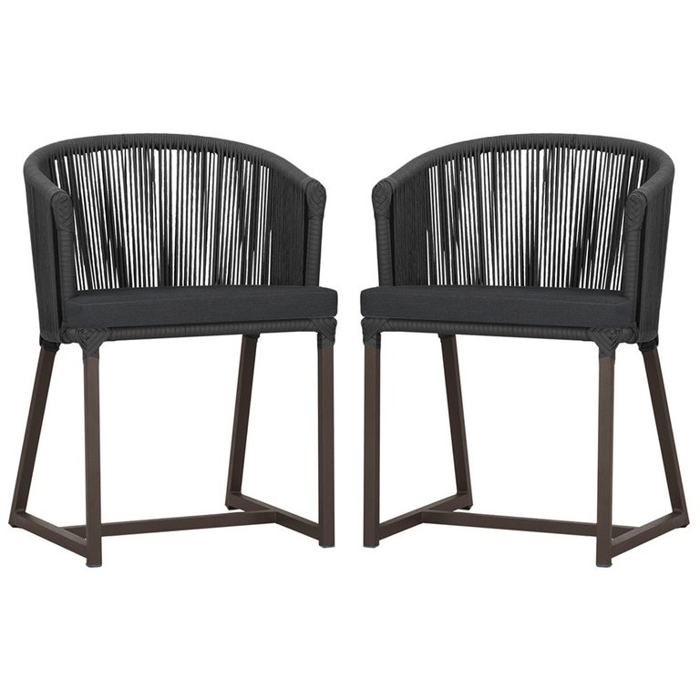 2 Cadeiras de Jantar Área Noronha em Alumínio com Pintura Marrom Corda Náutica E11 Trama Original 2 Cadeiras de Jantar Área Noronha em Alumínio com Pintura Marrom Corda Náutica E11 Trama Original