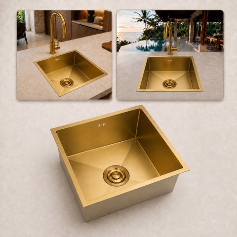 Cuba Gourmet Lisboa Dourada 40cm Aço Inox 304 Luxo Goldenx