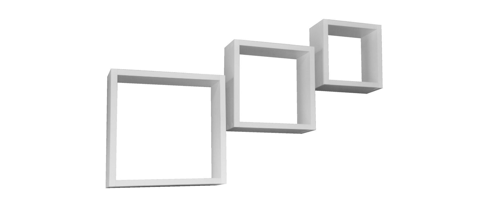 Kit 3 Nichos Decorativos Quadrados em Três Tamanhos P M G:branco - 1