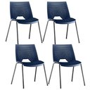 Ver imagem 1 de Kit 04 Cadeiras Empilhável Fixa Liked F02 Base Aço Preto Azul - Lyam Decor
