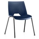 Ver imagem 2 de Kit 04 Cadeiras Empilhável Fixa Liked F02 Base Aço Preto Azul - Lyam Decor