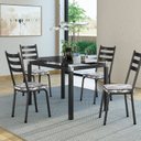 Ver imagem 1 de Conjunto Mesa 107x73cm Malva com 4 Cadeiras New Preto/Floral Cinza