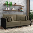 Ver imagem 1 de Sofá Montecarlo 3 Lugares 232cm Veludo/pu Castor/preto