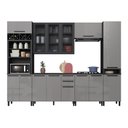 Ver imagem 3 de Cozinha Modulada Completa Fidelitá Mônaco 6 Peças 320cm 14 Portas 2 Gavetas com Tampo Chumbo/tit