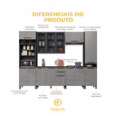Ver imagem 5 de Cozinha Modulada Completa Fidelitá Mônaco 6 Peças 320cm 14 Portas 2 Gavetas com Tampo Chumbo/tit
