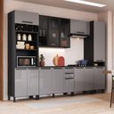 Ver imagem 1 de Cozinha Modulada Completa Fidelitá Mônaco 6 Peças 320cm 14 Portas 2 Gavetas com Tampo Chumbo/tit