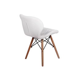 Kit 2 Cadeiras Charles Eames Eiffel Slim Wood Estofada - Branca - 4 Kit 2 Cadeiras Charles Eames Eiffel Slim Wood Estofada - Branca - 4