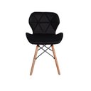 Ver imagem 3 de Kit 6 Cadeiras Charles Eames Eiffel Slim Wood Estofada - Preta