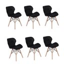 Ver imagem 1 de Kit 6 Cadeiras Charles Eames Eiffel Slim Wood Estofada - Preta