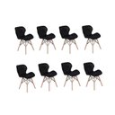 Ver imagem 1 de Kit 8 Cadeiras Charles Eames Eiffel Slim Wood Estofada - Preta