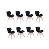 Kit 8 Cadeiras Charles Eames Eiffel Slim Wood Estofada - Preta - 1