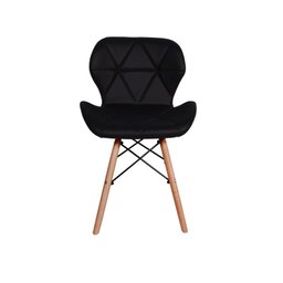 Kit 8 Cadeiras Charles Eames Eiffel Slim Wood Estofada - Preta - 3