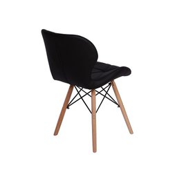 Kit 8 Cadeiras Charles Eames Eiffel Slim Wood Estofada - Preta - 4