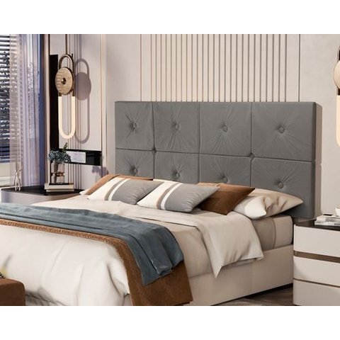 Painel Cama Box Casal 1,40 Botão - Cores - Comprar Moveis em Casa: Cinza